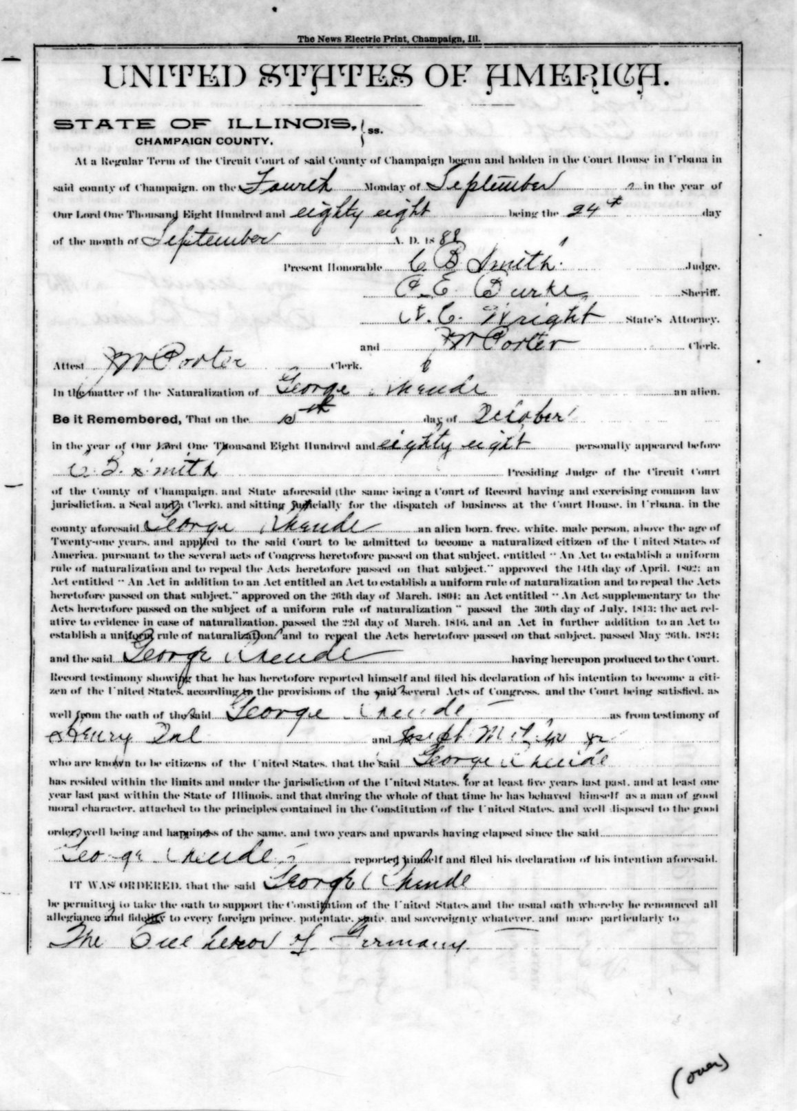 George Rheude Citizenship